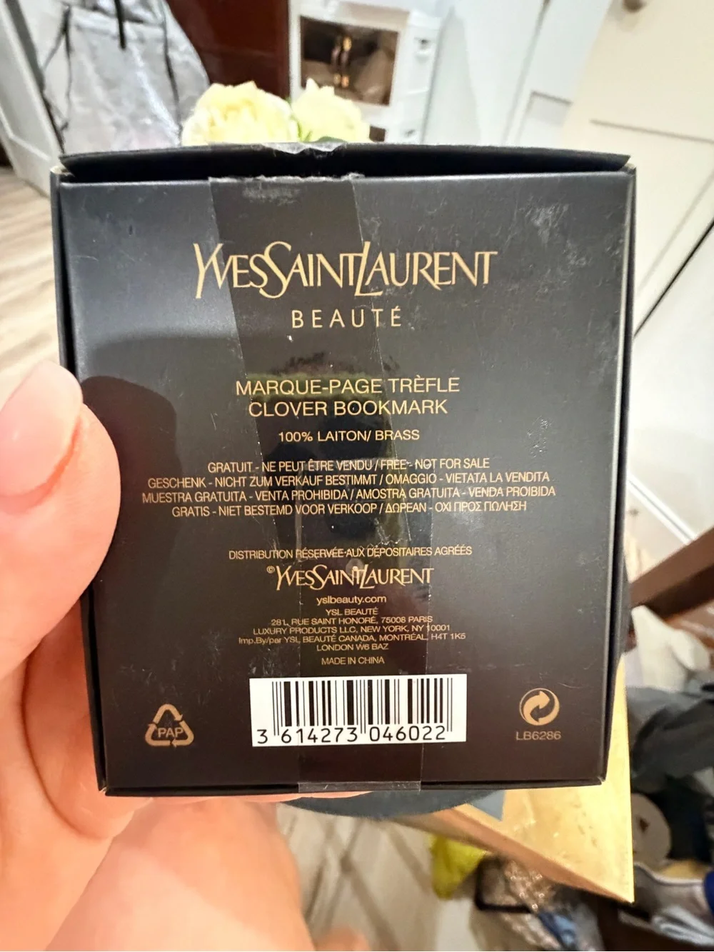 Yves Saint Laurent Gold Clover Compact Decorative Pin - NIB
